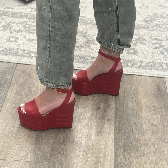 GUCCI NAPPA CHARLOTTE HIBISCUS RED 35.5 5.5 - Picture 8 of 10